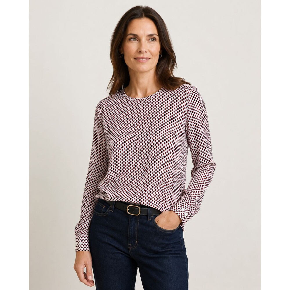 Equipment Femme 100% Silk Long Sleeve Blouse Red Black White | Size Small | FLAW
